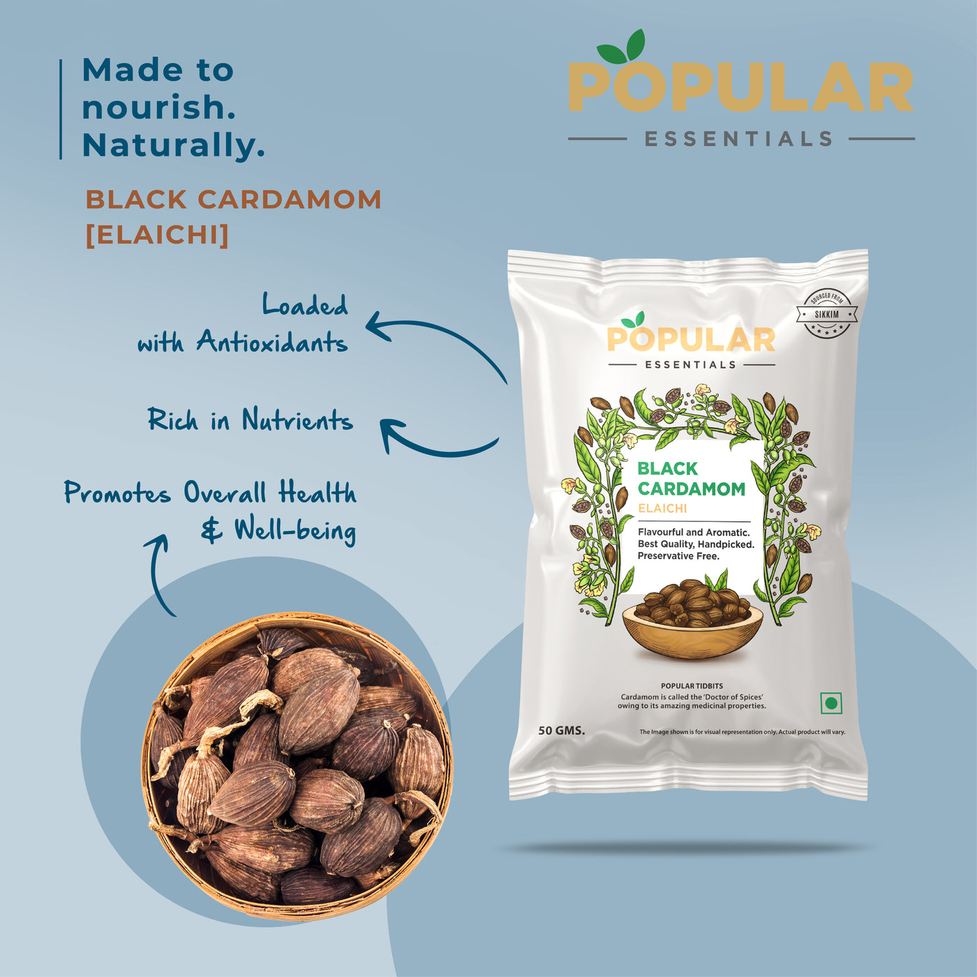 Essentials Black Cardamom (Elaichi)