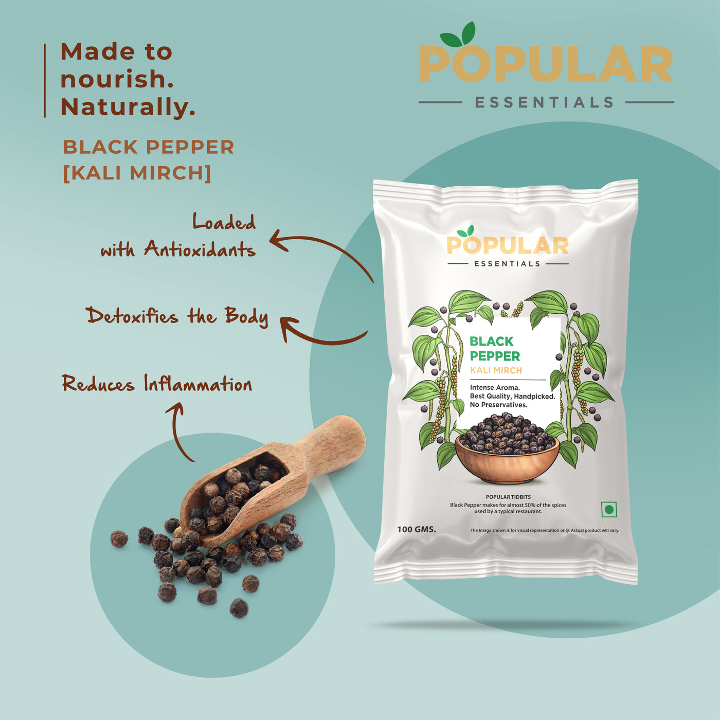 Essentials Black Pepper (Kali Mirch)