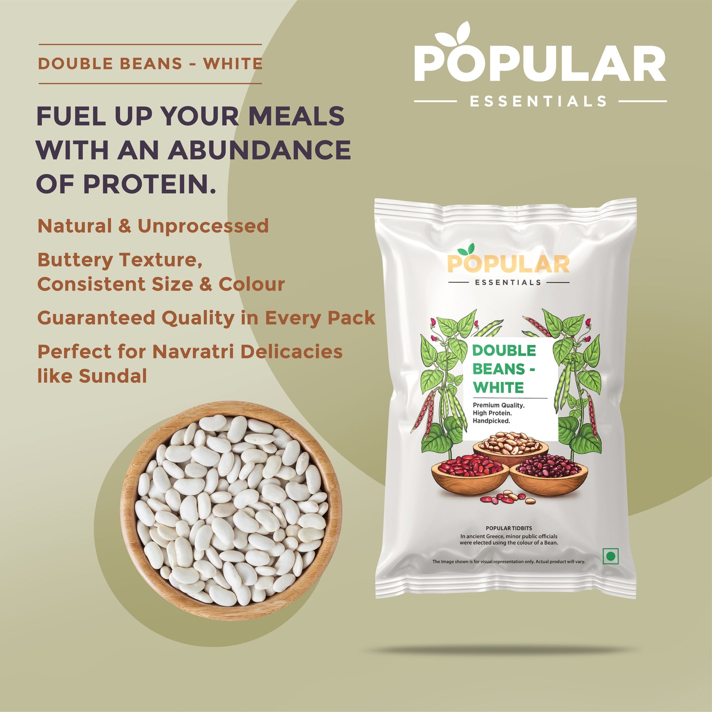 Essentials Dried Double Beans White