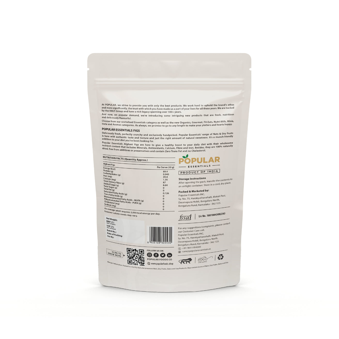 Popular Essentials Dried Anjeer (Fig), 250 gm