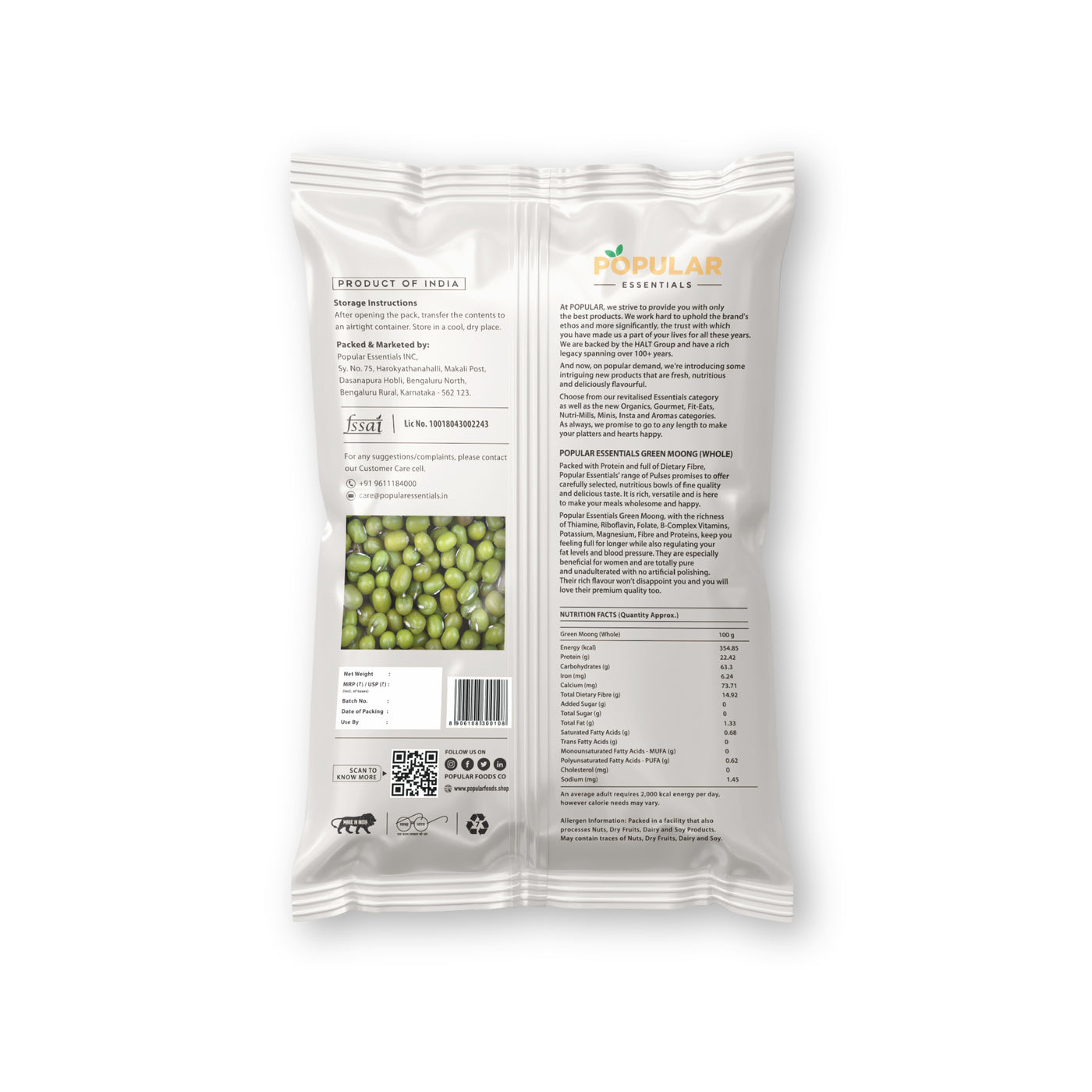 Essentials Premium Green Moong (Whole)