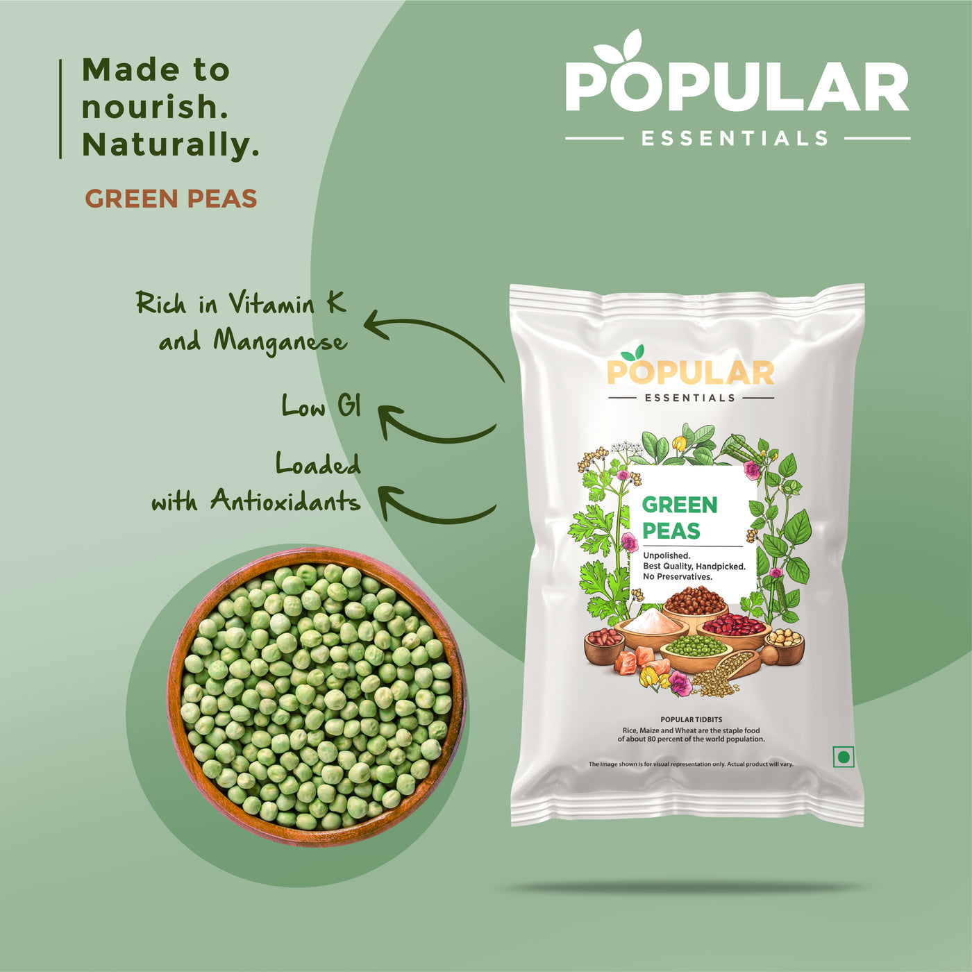 Essentials Premium Green Peas (Matar)