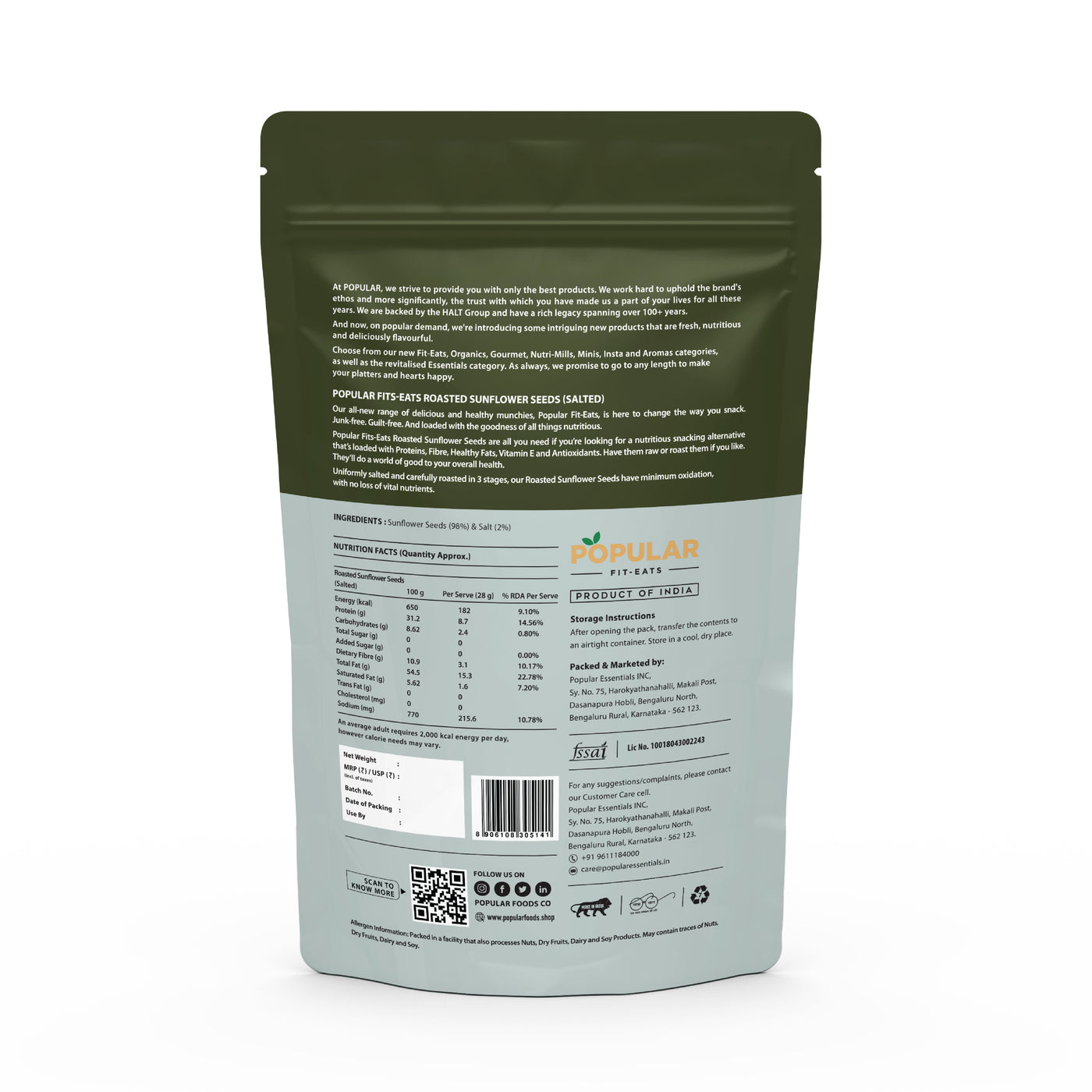 Fit Eats Roasted Sunflower Seeds (Salted)