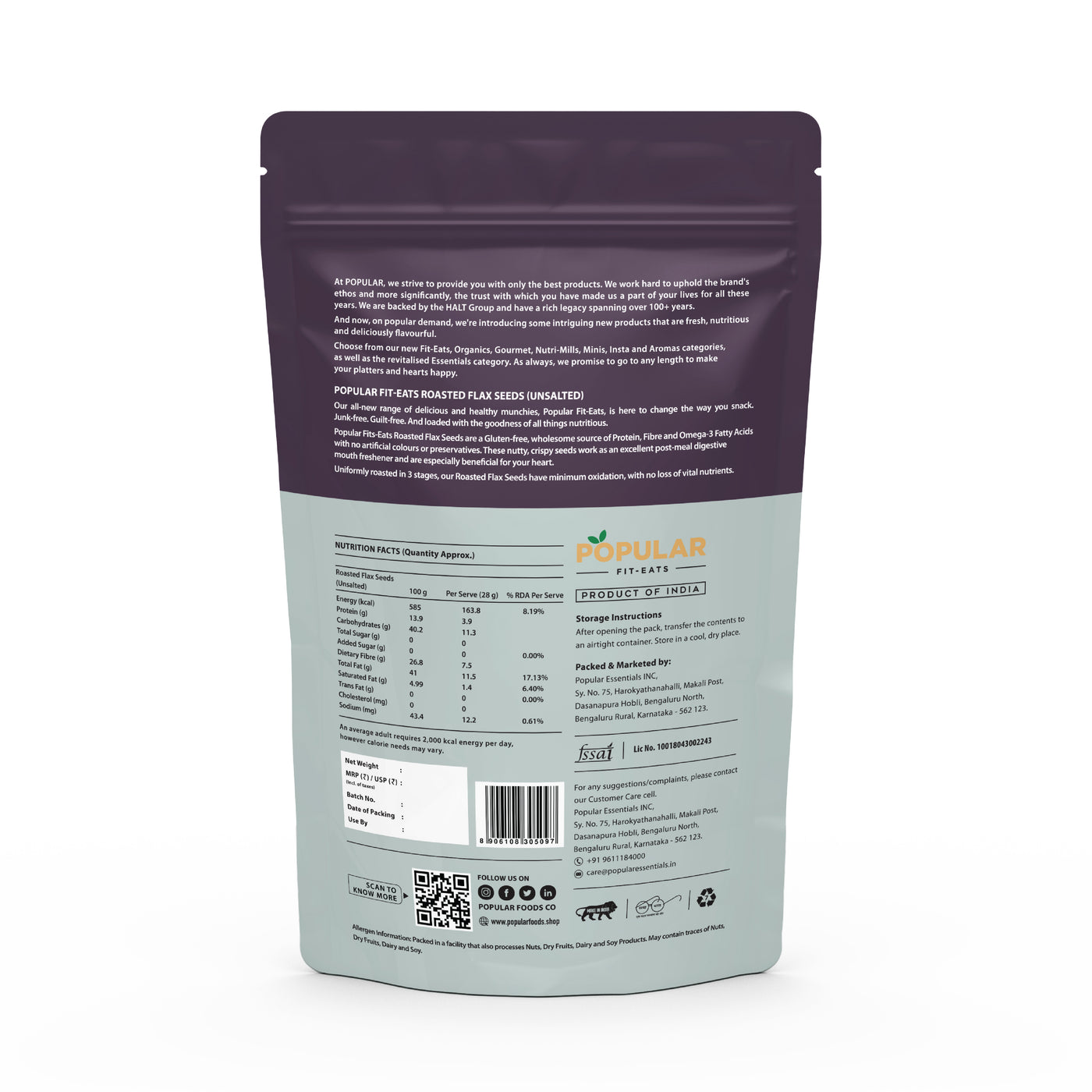 Fit Eats Roasted Flax Seeds (Unsalted)