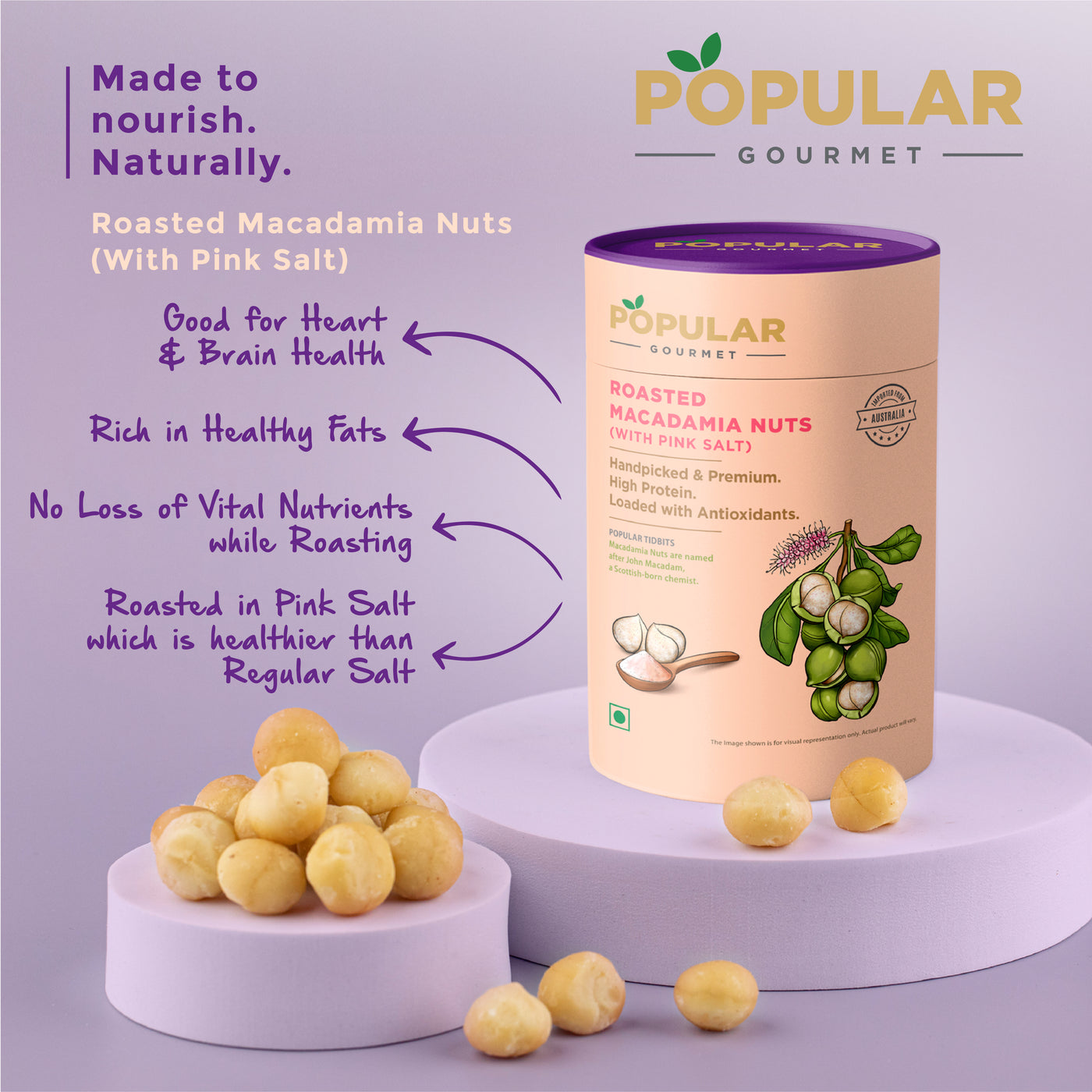 Exotic Roasted Macadamia Nuts With Pink Salt