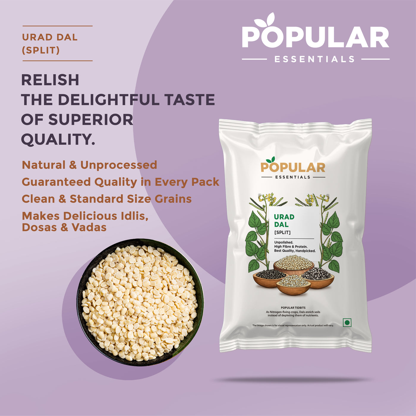 Essentials Premium Urad Dal Split (Black lentil)