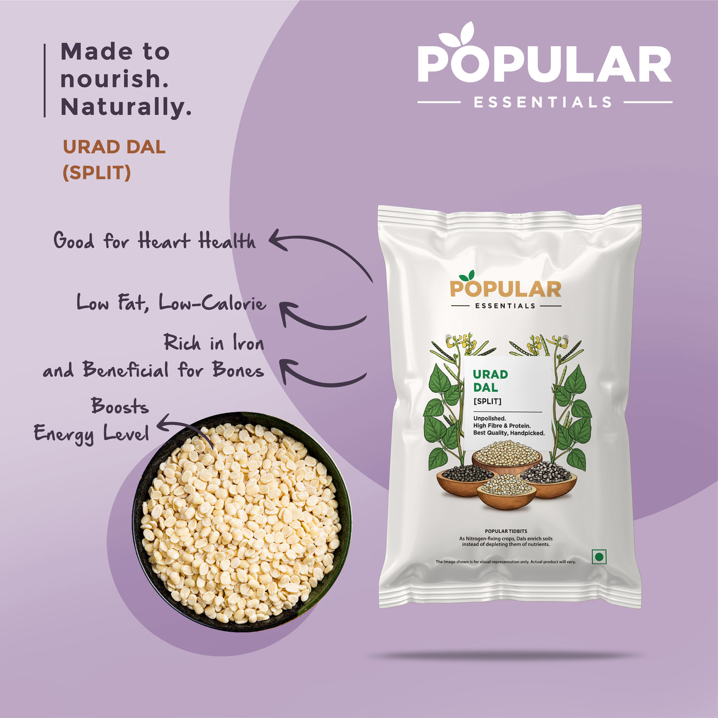 Essentials Premium Urad Dal Split (Black lentil)